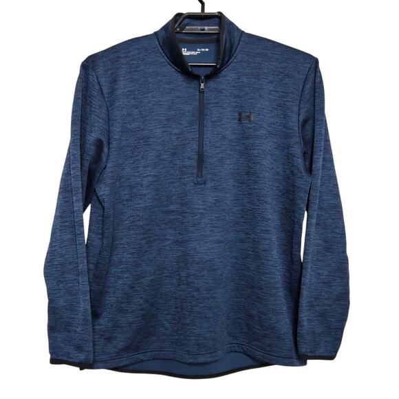 Mens Under Armour Half Zip Pullover Lot Size XL Loose Cold Gear Black Blue - Picture 4 of 7